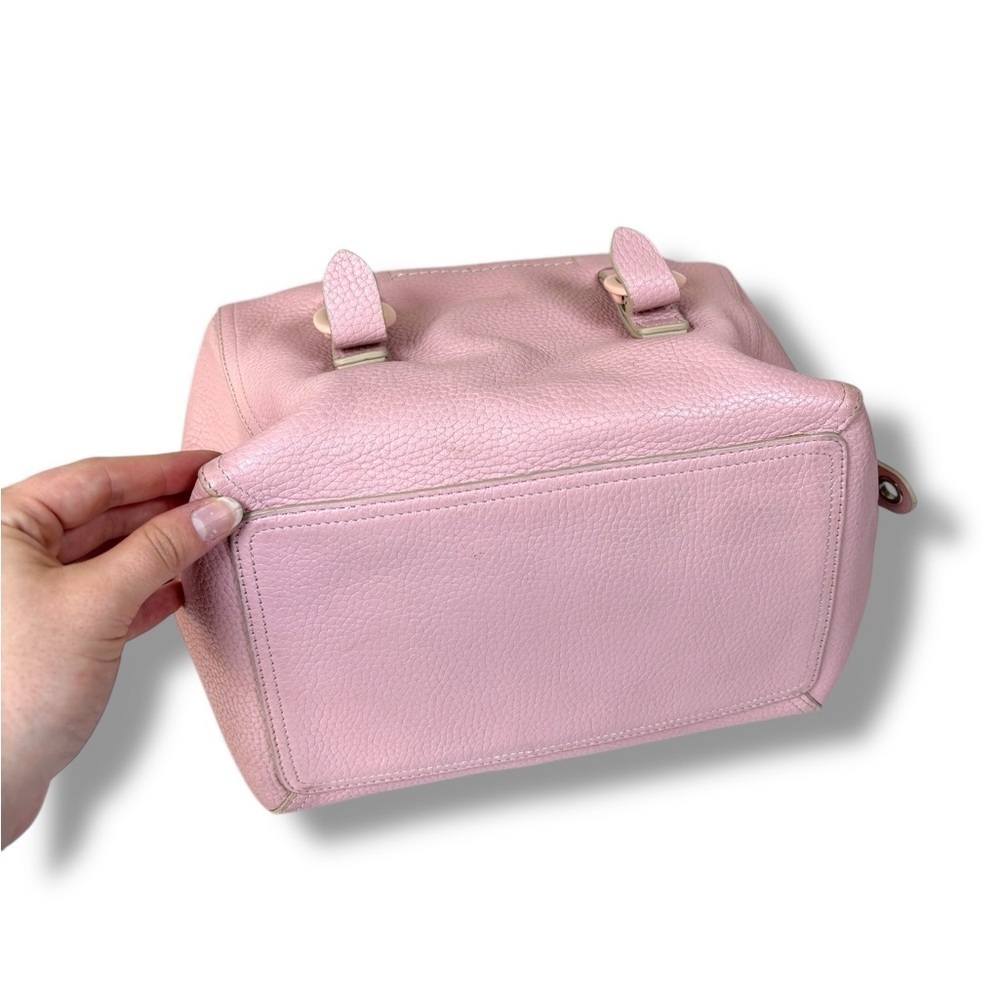 Vintage Y2K DKNY Soft Pastel Pink Leather Shoulder Box Tote Bag Purse - Picture 8 of 8